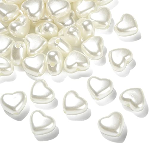 KitBeads 200pcs Acrylic Heart Shaped Beads White Valentine Day Love Bead Opaque Mini Heart Beads for Jewelry Making Bracelets Necklaces Crafts