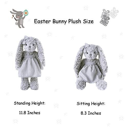 Uvvyui 11.8" Easter Bunny Stuffed Animal, Cute Bunny Rabbit Plush Animal Toy With Long Ears For Kids Toddlers Girls Boys Easter Birthday Gifts (11.8 Inch, Grey) #TOP1