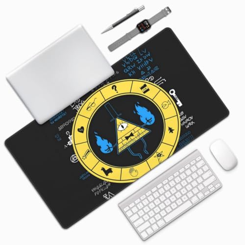 Bill Cipher Gravity Falls Mouse Pad Extra Large Keyboard Non-Slip Rubber Base Personalized Desk Pad for Home