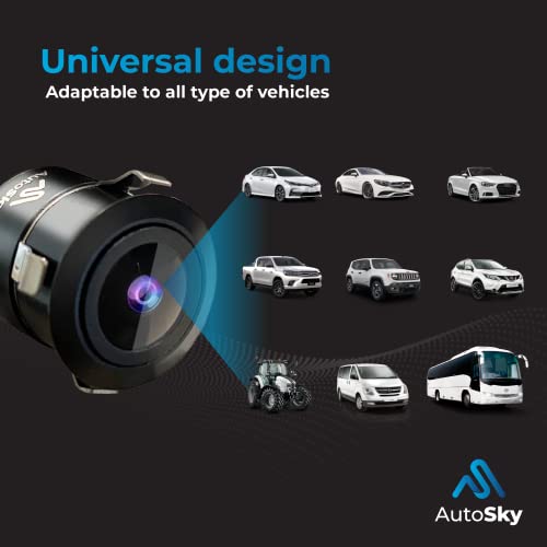 Autosky Reverse Backup Camera Hd Wide View Angle Universal Car Front Side Rear View Camera - 2 Installation Option - Removable Parking Lines - Mirror Or Non-Mirror Image #TOP5