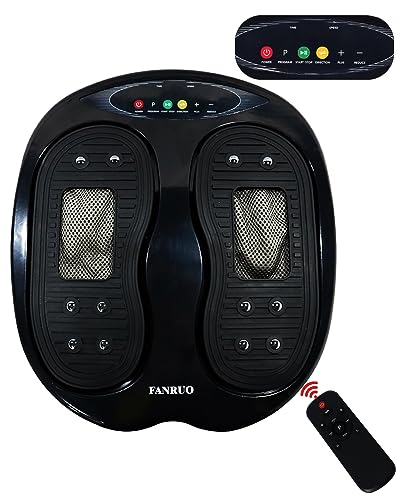 FANRUO Foot Massager Machine with Remote Control Adjustable Vibration Speed Electric Foot Massager Increases Circulations Relieve Stiffness Tired Muscles and Plantar Fasciitis (Black)