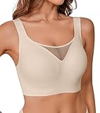 IROCUE Sujetadores inalámbricos para mujer, sin aros, suave, cómodo, cobertura completa, brasier con soporte suave, brasier sin costuras con extensor de brasier, Desnudo/, 4X-Large