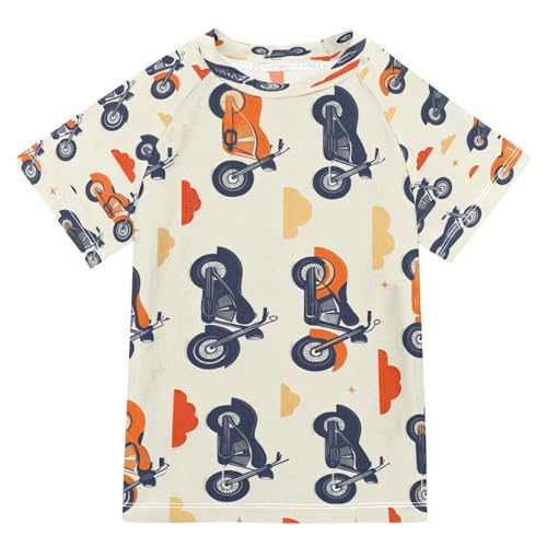 Boys Short Sleeve T-Shirts Motocross Cartoon Cloud Rashguard Kids Swim Shirts Sun UPF 50+ Multicoloured