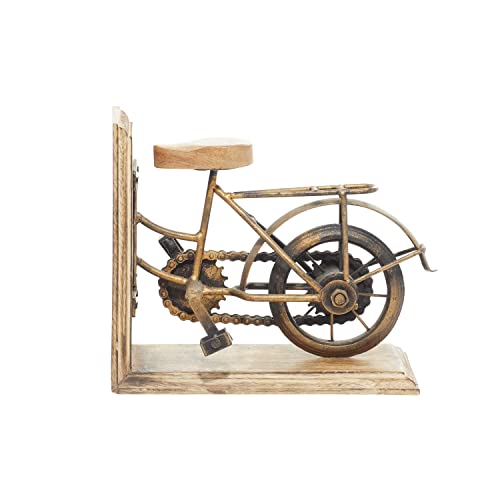 Deco 79 Wood Bike Bookends, Set Of 2 7"W, 9"H, Brass #TOP4