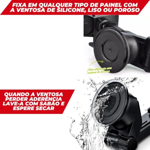 Suporte Veicular Universal para Celular GPS Trava Automática Giratório 360° Ventosa que Fixa Painel