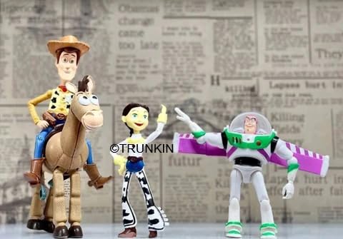 Image of Trunkin Toys Set of 4 Action Figures - Woody, Lightyear, 15 cm | PVC Collectible Toys Buzz Figurine Miniatures