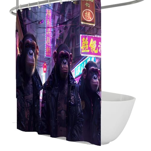 SHUODAOCO Fashion Monkey Shower Curtain Waterproof Shower Curtain with Hooks Funny Personalized Gorilla Bathtub Partition Bathroom Accessories 78Wx84L