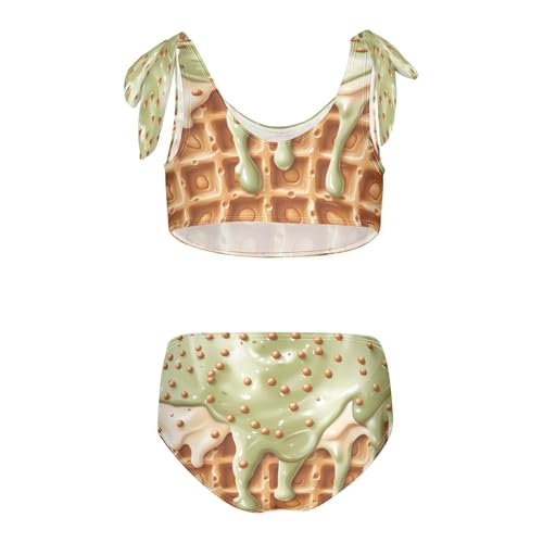 Glaze Caramel Green Brown Sprinkles Ice Cream Girls Tankini Swimsuit Kids Bikini Sets 2 Pcs Bathing Suit 3T2