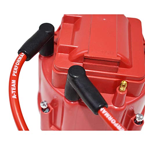 A-Team Performance - Super Hei Distributor And Red 8Mm Spark Plug Wires Set Straight Boot Kit - Compatible With Big Block Bbc Chevy Chevrolet 396 454 #TOP6