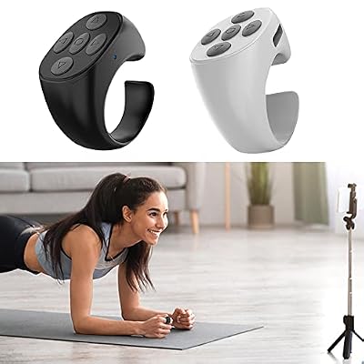 Fingertip Wireless Bluetooth Remote Control, TIK-to-k Remote Control APP Kindle Page Turner, Scrolling Rings Rechargeable Camera Remote for Phones Tablets(Black)