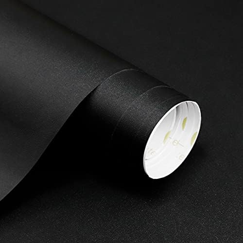 Homease Solid Black Wallpaper 24 x 196 inch Thick Matte Black Contact Paper Decorative Peel and Stick Wallpaper for Shelf Liner Cabinet Table Door Waterproof Vinyl Self Adhesive PVC Film