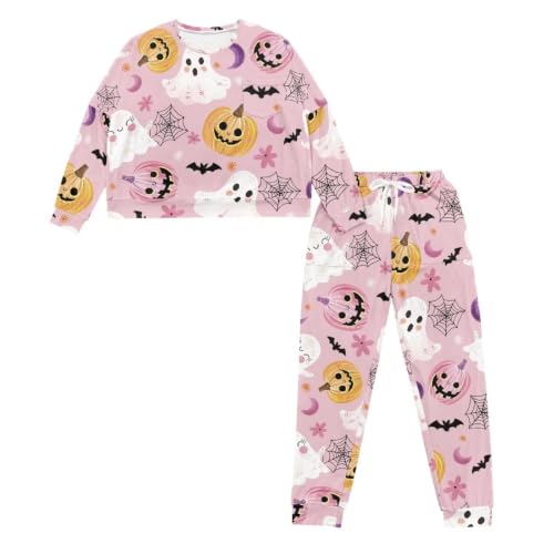 Image of Womens Lounge Set Long Sleeve Soft Pajama Sets | Casual 2 Piece Pj Outfit, Crewneck Sleepwear with Pockets, Adjustable Drawstring, Soft Comfy Fall Pajamas, Plus Size