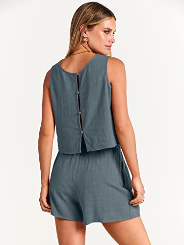 Anrabess Two Piece Sets For Women Summer Outfits Lined Short Lounge Matching Set 2023 Trendy Clothes Boho Beach Vacation Resort Wear Fashion Gym Set 806Shenhui-L #TOP4