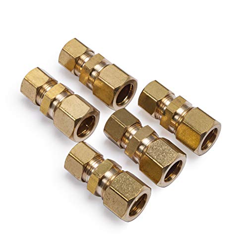 Ltwfitting 1/2-Inch Od X 3/8-Inch Od Compression Reducing Union,Brass Compression Fitting(Pack Of 5) #TOP4