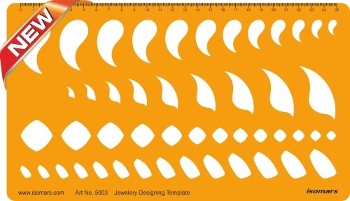 Isomars Jewellery Design Drawing Drafting Template Stencil - Paisley Organic Stone
