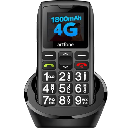 artfone 4G Seniorenhandy ohne Vertrag | Dual SIM mit Notruftaste | Rentner Handy große Tasten | Akku Lange Standby-Zeit | USB-C | Großtastenhandy mit Ladestation | 1,77 Zoll Farbdisplay artfone 4G Seniorenhandy ohne Vertrag | Dual SIM mit Notruftaste | Rentner Handy große Tasten | Akku Lange Standby-Zeit | USB-C | Großtastenhandy mit Ladestation | 1,77 Zoll Farbdisplay