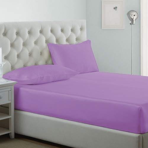 IBed home Fitted Sheet 3 Pieces Set 144 Thread Count, Cotton, King, Purple, H21.2 x W29.4 x D5 cm