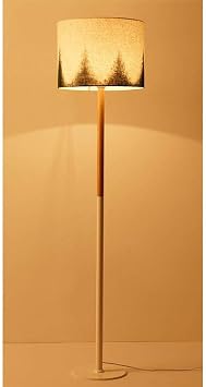 Tall Japanese flagship floor lamp, modern style living room reading bedroom study room standing lamp, painting lampshade and wooden pole design floor uplighter
