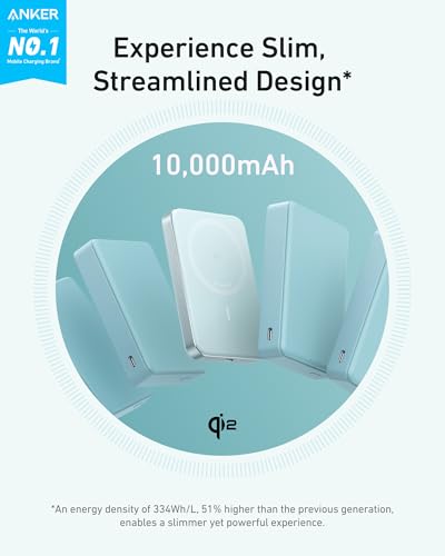 image for Anker MagGo Power Bank, Ultra-Slim 10,000mAh Magnetic Battery Pack, Qi