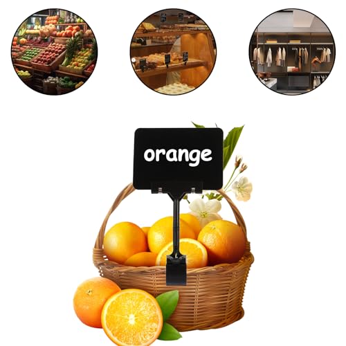 CYEER 10er Set Preisschilder mit Klammer (10x15cm), A6 Preishalter mit Doppelklemme, Wiederbeschreibbare Tafel-Clips für Gastronomie, Supermarkt, Buffet und Einzelhandel, Schwarz