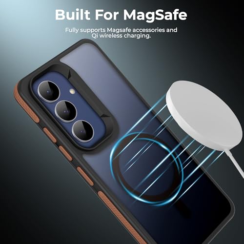 Image of A rtistque Compatible with Mag-Safe Frosted Ultra Matte Back Cover Case for Samsung Galaxy S25 FE 5G | Smooth Sides Grip | Protective Design | Raised Camera Edges | Samsung S25 Fe Back Cover - Brown