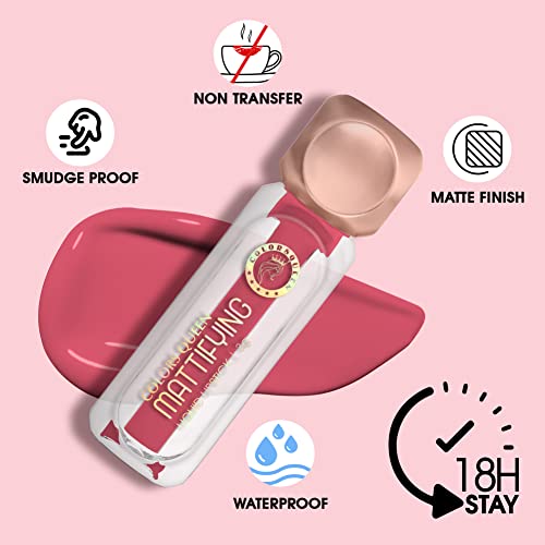 Image of Colors Queen Mattifying Non Transfer Liquid Lipstick - 20 Rust - 3g | Long Lasting Liquid Matte Lipstick | Transfer Proof & Waterproof Lipstick Enriched with Vitamin E & Almond Oil, Lasts up-to 18 Hours