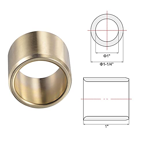 Uxcell A21012700UX0271 Sleeve Bearings 1 Inch Bore 1-1/4 Inch Od 1 Inch Length Cast Brass Self-Lubricating Bushing thumb #2