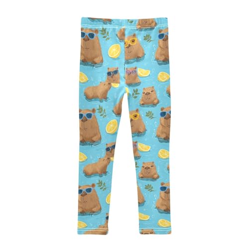 Boccsty Cute Capybara with Lemon Girls Leggings Kids Yoga Pants Dance Active Tights 4T2