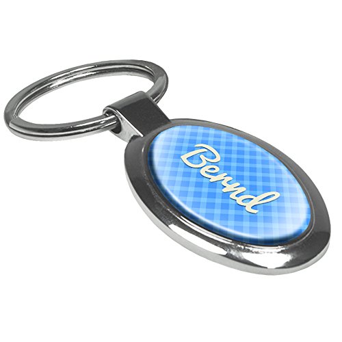 printplanet Schlüsselanhänger mit Namen Bernd - Motiv Karomuster - Namensschlüsselanhänger, personalisierter Anhänger, Talisman, Anhänger, Chrom
