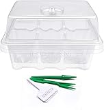 KORAM 10 Sets Seed Trays 60 Large Cells Clear Seedling Tray Plant Starter Kit Growing Trays with Humidity Lid and Base for Greenhouse Seed Germination (C6)