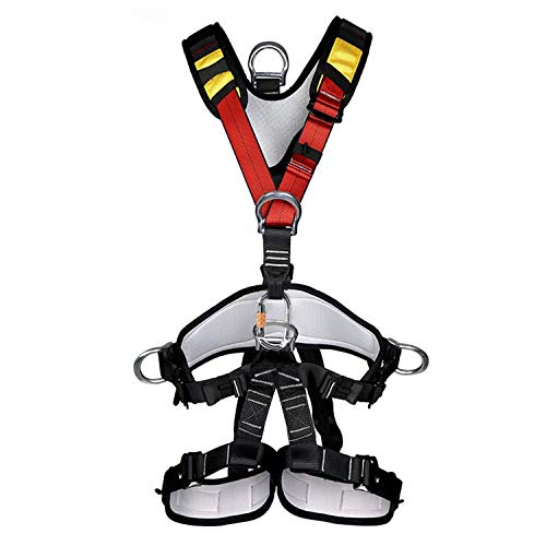 kissloves Full Body Safety Harness Outdoor Climbing Harness Half Body Harness Safe Seat Belt for Mountaineering Outward Band Expanding Training Rock Climbing Rappelling Equip (Full-Body Red)