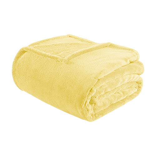 Intelligent Design Microlight Plush Luxury, Oversized Throw Blanket, Premium All Season Cover For Bed, Couch, Full/Queen, Yellow #TOP1