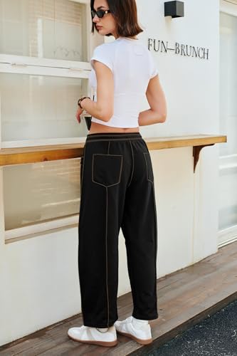 Panadila Womens Barrel Pants Drawstring Wide Leg Sweatpants Baggy Summer Lounge Pants Casual Beach Trousers3