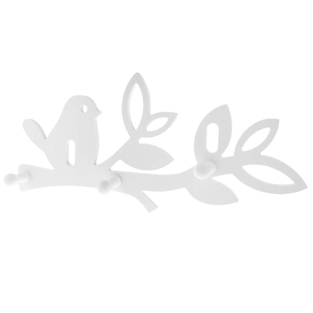 B Blesiya Carved Birds Design Wall Hanging 3-Hook Coat Hooks Keys Hook Towel Rack Hanger Decor Shelf