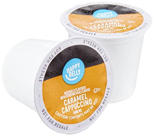 Amazon Brand - Happy Belly Cappuccino Coffee Pods Compatible With K-Cup Brewers, Caramel Flavored, 24 Count #TOP6