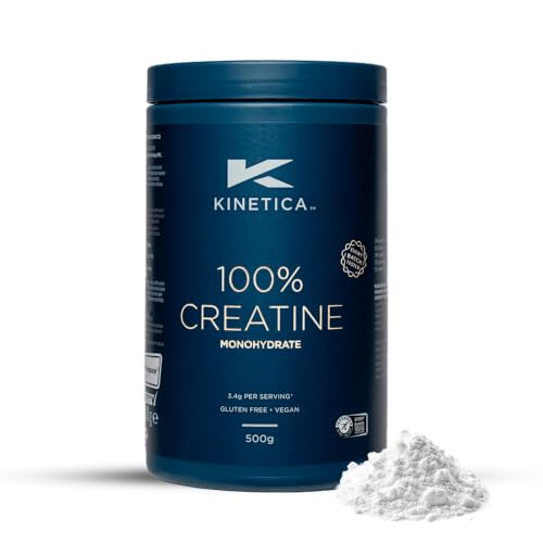 Kinetica Sports Creapure 100% Creatine Monohydrate Powder - Unflavoured | 3.4g Creatine/Serve 147 Servings/500g Pack | Vegan & Gluten Free | Optimum for High Physical Performance & Muscle Power