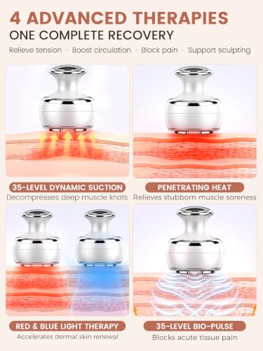 Zelrys Cupping Massager & Gua Sha, Cellulite Massager & Body Sculpting Device, Lymphatic Drainage Massager with One-Push Release & Heat for Back, Waist — view 3