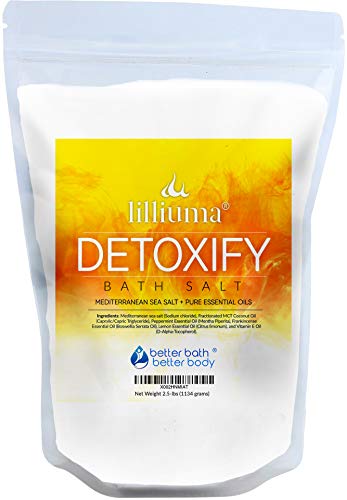Detoxify Bath Salt 40 Ounces Mediterranean Sea Salt with Peppermint, Frankincense, and Lemon Essential Oils, High-Quality Natural Detox Bath