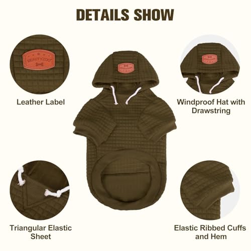 Image of BEAUTYZOO Dog Hoodies Sweater for Large Dogs,Waffle‑Like Laminated Pet Coat