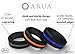 Arua Silicone Rings for Men. 3-Pack. Rubber Wedding Bands for Men Designed for Sportsmen, Workers and Active Types. Grey, Orange, Blue Thin Middle line. Gift Box Included