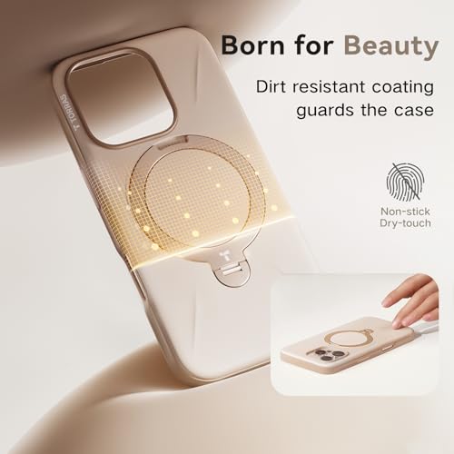 Image of TORRAS 360 Spin Mag Stand for iPhone 16 Pro Max Case, Fit for Magsafe, Mil-STD Protective Hard PC Scratch-Resistant Ostand Case for iPhone 16 Pro Max Phone Case Desert Titanium, Dune Beige, 6.9 inch