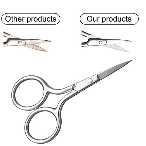 3 Pack Nose Hair Scissors Facial Hair Scissors Small Scissors Stainless Steel Straight Tip Scissor For Eyebrows, Nose, Moustache, Beard (Silver) #TOP5