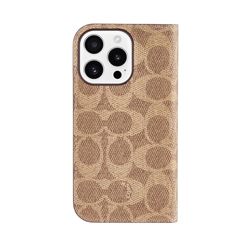 iPhone 16 Pro ケース 手帳型 フォリオ Folio Case 正規品 コーチ (Signature C Tan)