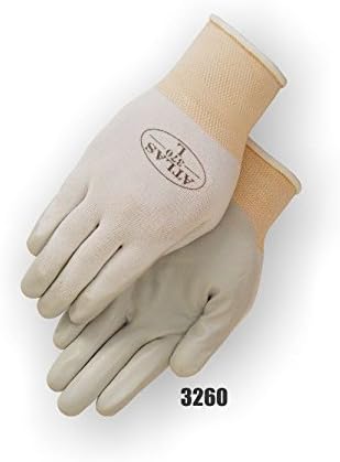 (12 Pair) Majestic ATLAS 370 WHITE NITRILE PALM ON NYLON GLOVES - EXTRA LARGE(3260/XL)