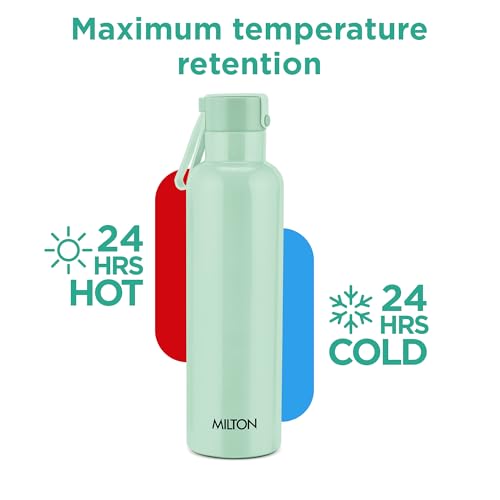 Image of Milton Felice 900 Thermosteel Water Bottle 715 ml, 24 Hr Hot and Cold I Leak Proof Lid, ISI Certified I Vacuum Insulated I for Office, Gym, School I Light Green