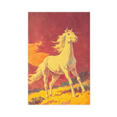 Poster chevaux sauvages au coucher de soleil pour salon et chambre