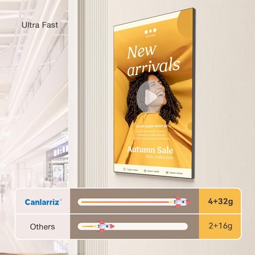 Image of Digital Signage Display 55 inch Wall Mount Digital Menu Board for Restaurants and Stores Advertising Screen 1000 nits Ultra-High Brightness 4K UHD Free Web Content Editor Android 4GB + 32GB