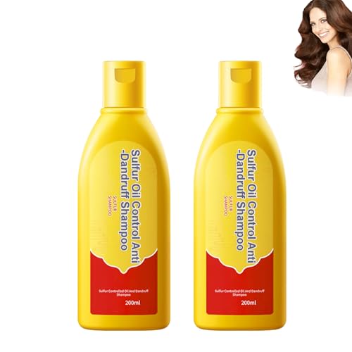 Champú Anticaspa con Control de Aceite de Azufre, Champú Acondicionador Nutritivo 2 en 1, Limpieza Profunda, Reduce la Caspa y Absorbe el Exceso de Grasa (2PCS)