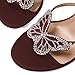 XYD Women Crystal Studs Bowknot Flip Flops High Heel Open Toe Butterfly Wing Heeled Sandals Fancy Holiday Cocktail Party Shoes (Size 15, Dark Red)