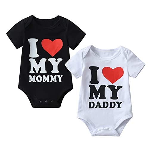 Image of Acekoy Newborn Baby Boys Clothes 2 Pack Short Sleeve Romper Bodysuit Outfit Clothes White & Black 3-6 Months